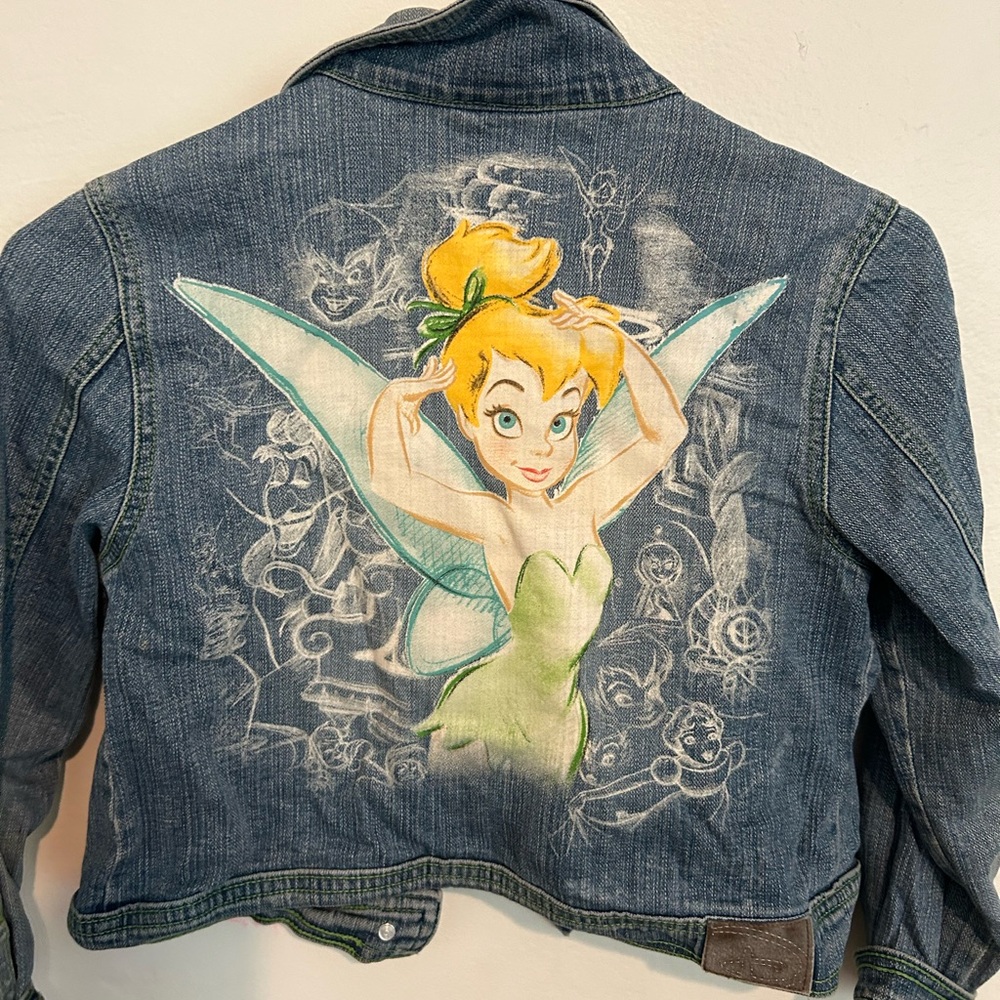 disney studio collection kids jean denim jacket Tinkerbell size M 7/8